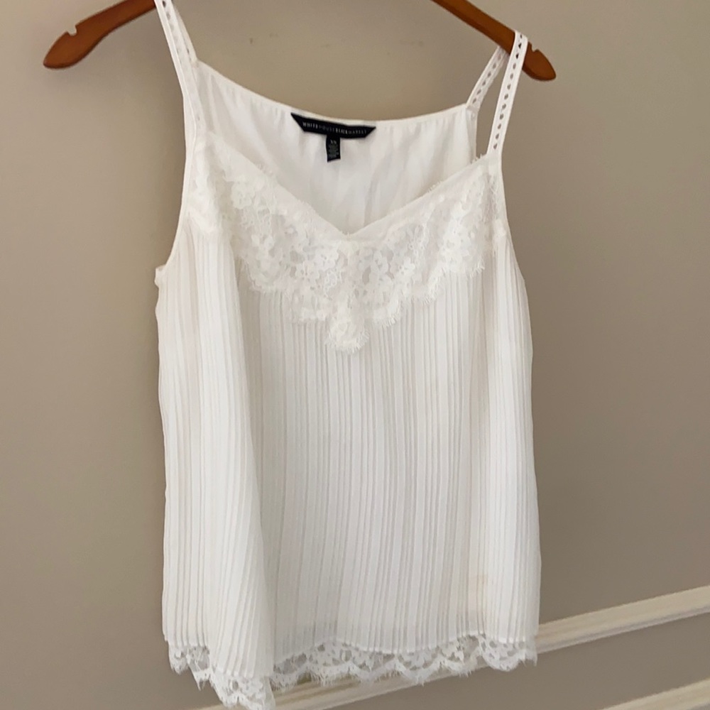 NWOT White Mia Lace Pleated Camisole Lined Top XS